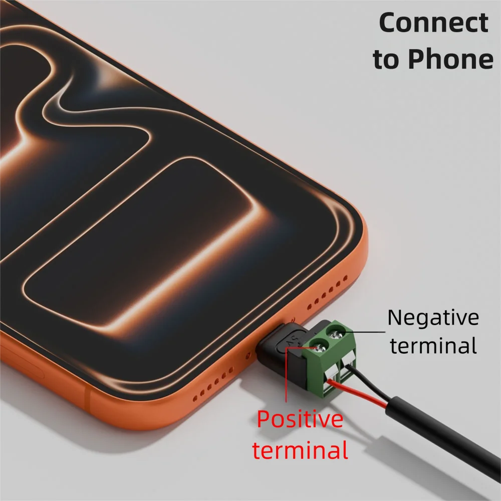 Solderless Plug USB C to 2Pin Terminal Adapter Screw Micro Type-C Male to 2 Pin Crimp Terminal Block 5V Charging Conversion