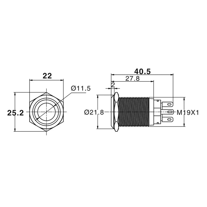19mm Metal Alumina Black Press Button Led Power Mark Lamp Button Momentary/Latching Control PushButton Switch