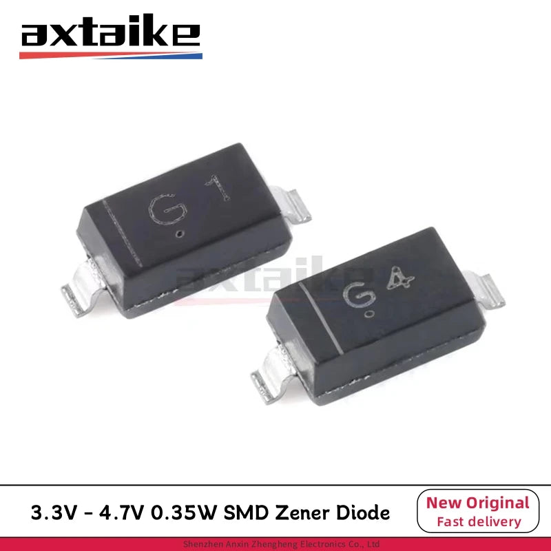 100PCS MMSZ5226B G1 3.3V MMSZ5227B G2 3.6V MMSZ5228B G3 3.9V MMSZ5229B G4 4.3V MMSZ5230B G5 4.7V 0.35W SOD-123 SMD Zener Diode