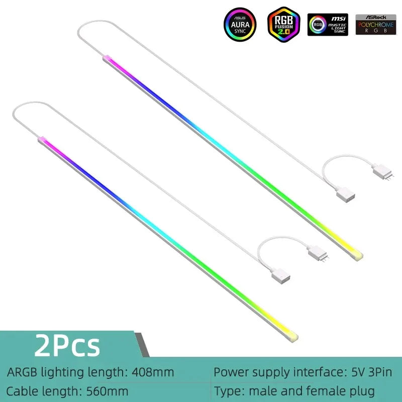 Soft Neon Addressable Rainbow PC WS2812b LED Strip Light for 5V 3pin ARGB Header PC Case Asus Aura Sync RGBIC Fusion MSI Mystic