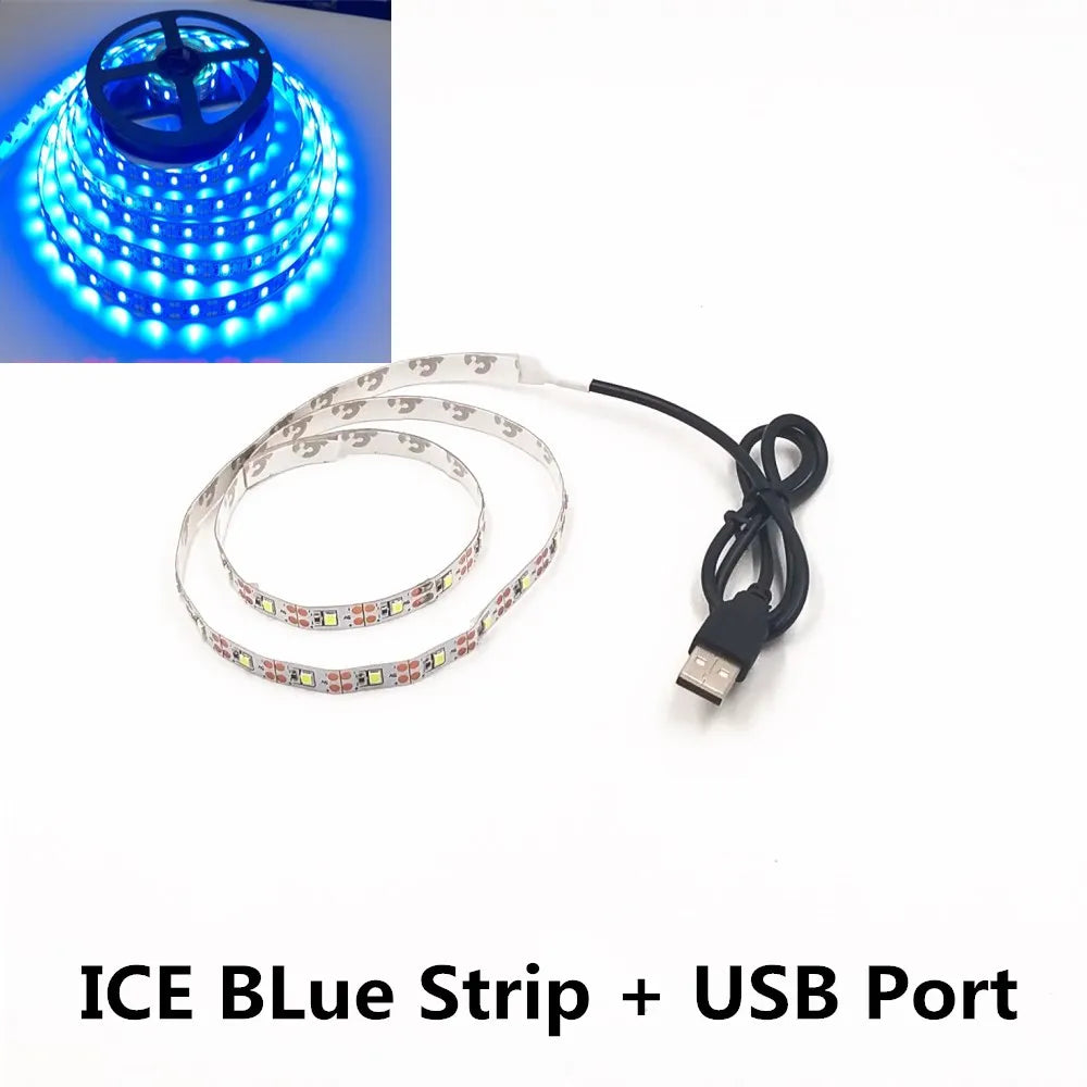5M USB LED Strip Light 5V 3528 1 Meter 5 Meter Yellow Cool White Pink Green Blue Red SMD Ribbon Ceiling Cabinet Light Waterproof