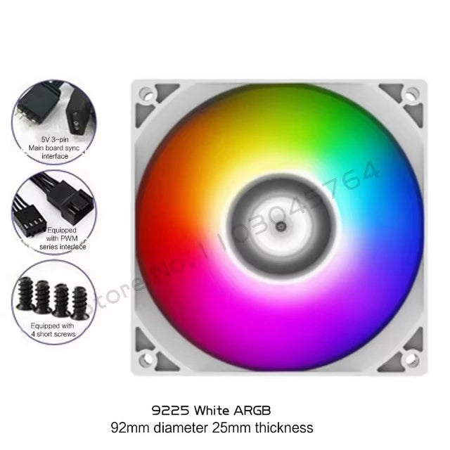 PC Cabinet RGB Fan 9cm Ultra-Thin 9215 9225 15mm 25mm Slim ITX Case Cooler Fans 5V 3Pin ARGB+ 4Pin PWM Control Black White