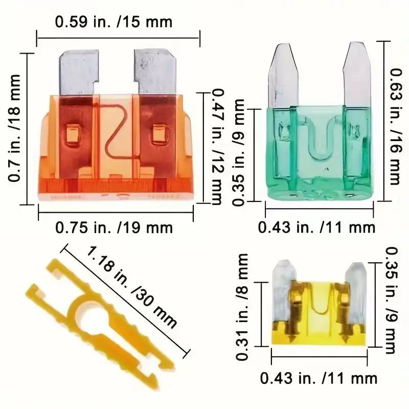 100/180 Piece Automotive Fuse Set, Complete Range of Current Specifications. Color-Coded Amperage for Quick Identification; High-Quality Conductive Metals with Good Conductivity and Sensitive Melting Properties. Transparent C