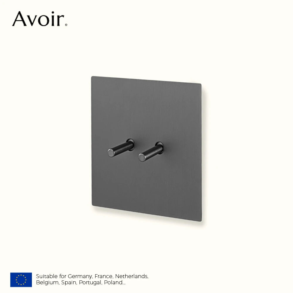 Avoir Wall Toggle Switch Gray Stainless Steel Panel Light Switches 2Way Power Socket Europe Korea French Electrical Outlets Home