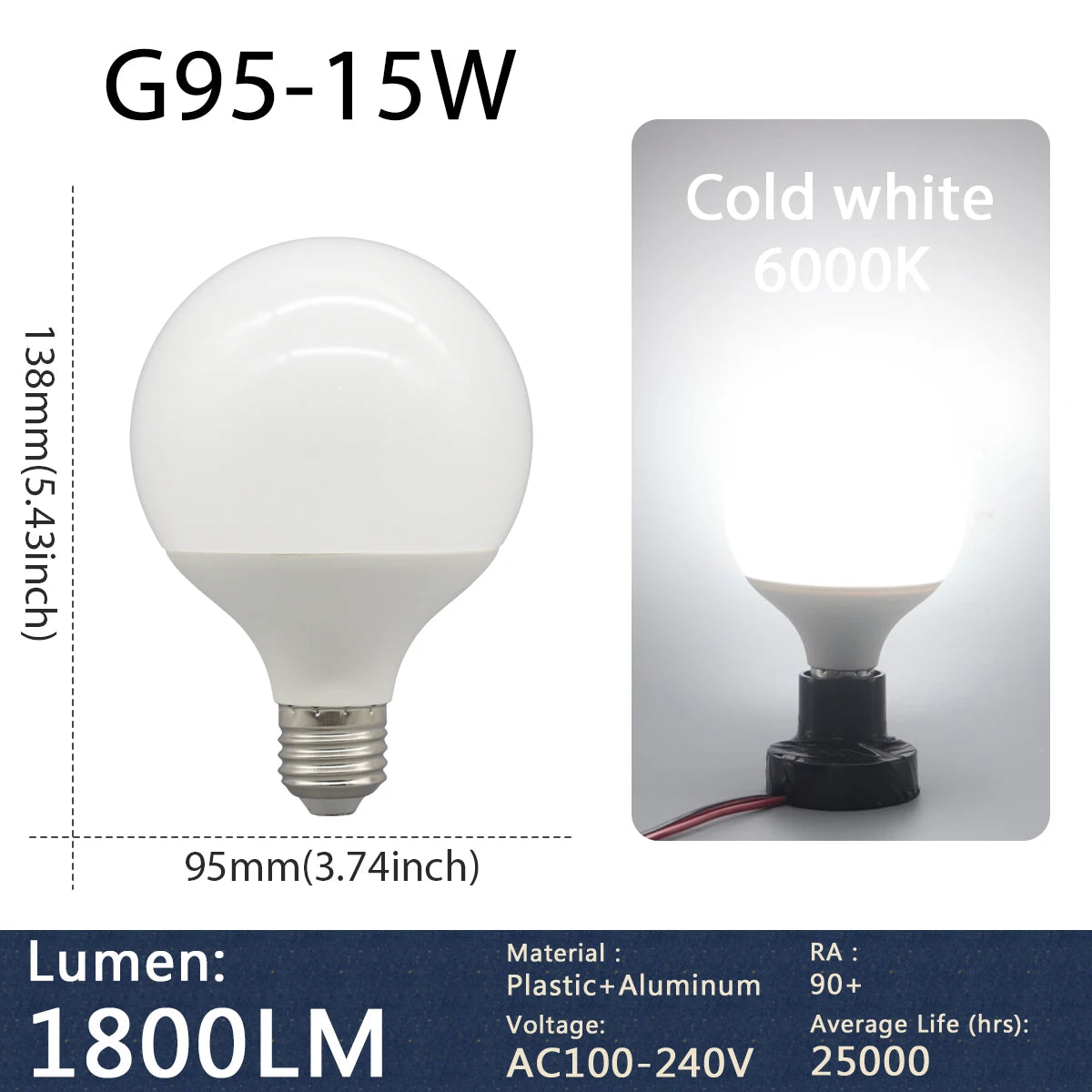 1-5 Pack G80 G95 G125 Globe LED Light Bulbs 10W 12W 18W 40 Watt Equivalent LED Edison Bulbs, Warm White 3000K E27 Base, Milky