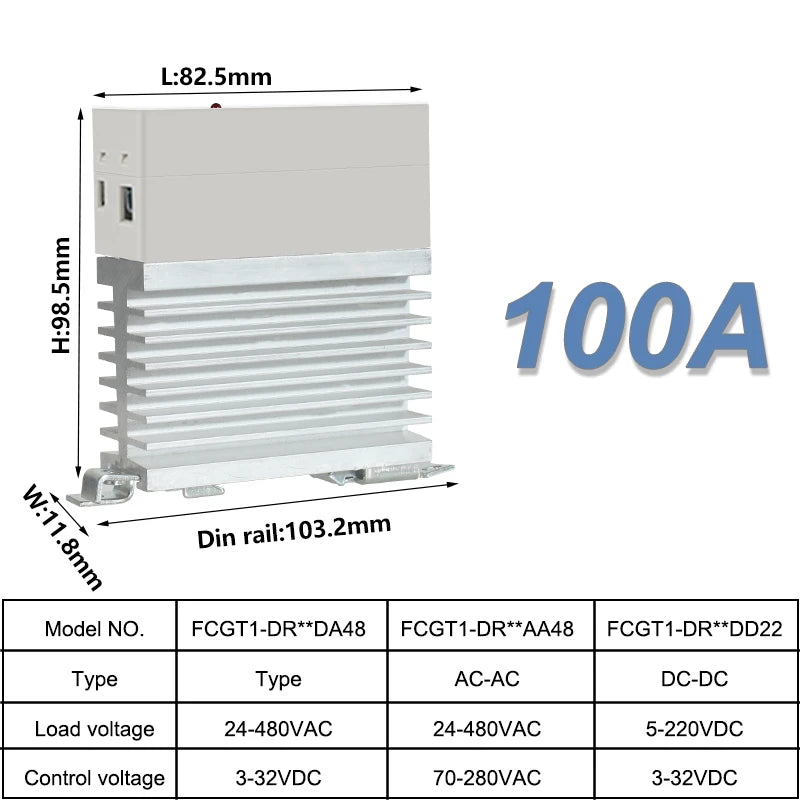 10A 25A 40A 60A 80A 100A Single Phase Slim SSR Solid State Relay With Heat Sink Industrial Relay DIN Rail Mount
