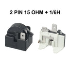 2pcs Refrigerator PTC Start Relay 1/2 Pin 15 Ohm 1/6H Compressor Overload Protector Starting Relay Light Weight Power Supplies