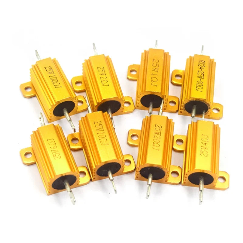 10W 25W Aluminum Power Metal Shell Case Wirewound Resistor 0.01R ~ 30K 6 8 10 15 20 33 150 200 500 Ohm 1K 10K RX24 Resistance