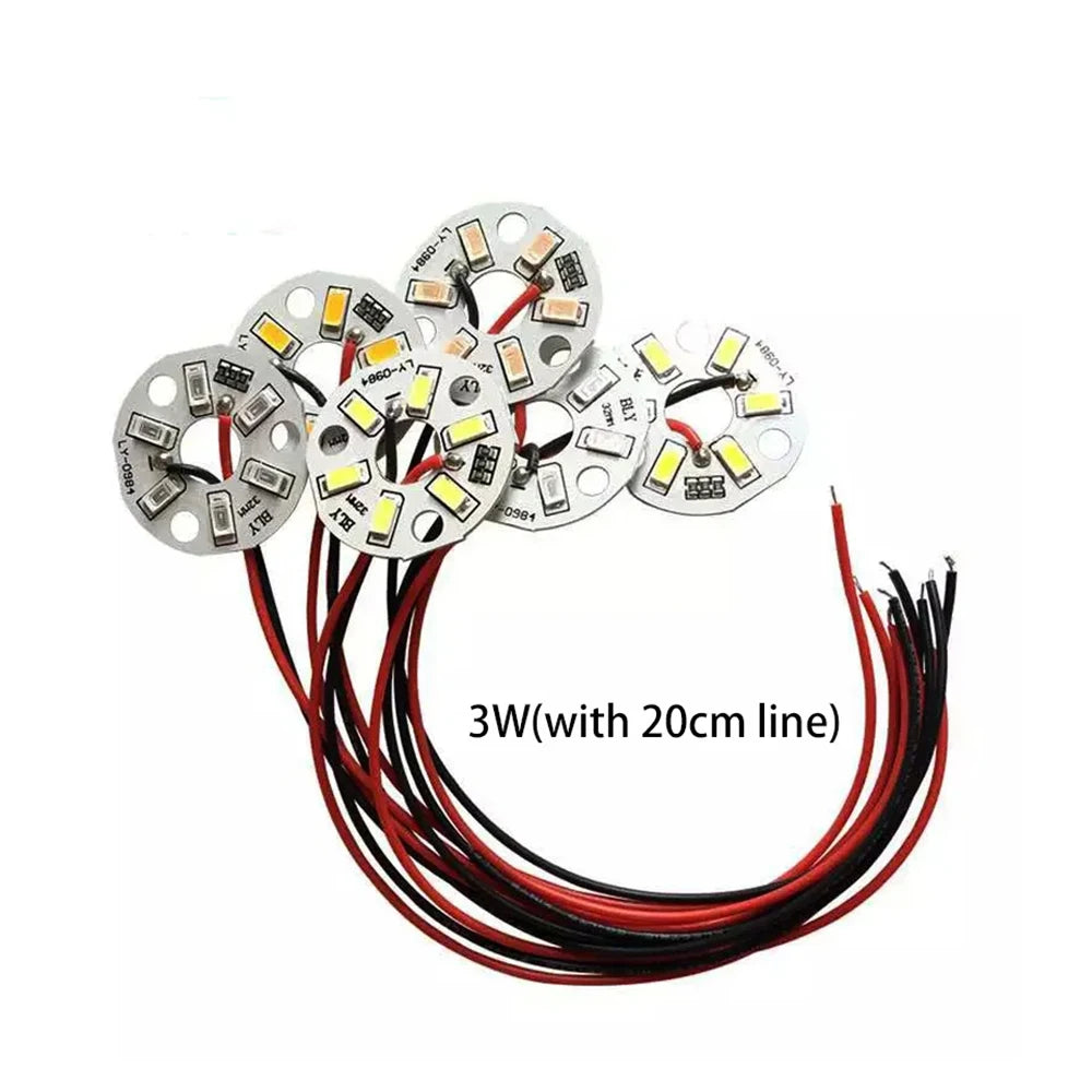 10 Pieces LED 3W 5V USB Light Board SMD 5730 Chip Red Green Warm White Yellow Purple Round Changing Light Source With 20 Cm Cabl