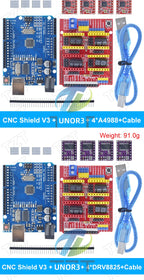 TZTUNO R3 Shield V3 Engraving Machine 3D Printe+ 4pcs DRV8825 Or A4988 Drive Expansion Board For Arduino With USB Cable