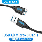 Vention Micro B Cable USB 3.0 2A to USB A Cable Data Transfer Fast Charger Cord for Hard Drive Samsung Micro B USB 3.0 Cable