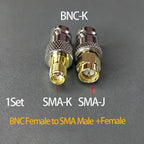 2PCS/1Set BNC to SMA Male/Female Connectors Adapter for Wireless LAN Devices Coaxial Cable WiFi or Handheld Radios