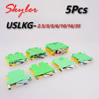 5Pcs USLKG-2.5/3/5/6/10N Terminal Block UK Yellow Green Ground Terminal Block Two-color 34A-101A 800V Rail Ground Terminal Block