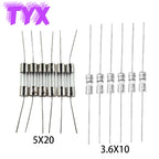 20PCS 3.6X10mm 5X20mm Take the lead Glass Fuse tube 250V 0.1A 0.5A 1A 1.5A 2A 3A 3.15A 4A 5A 6.3A 8A 10A 15A 20A