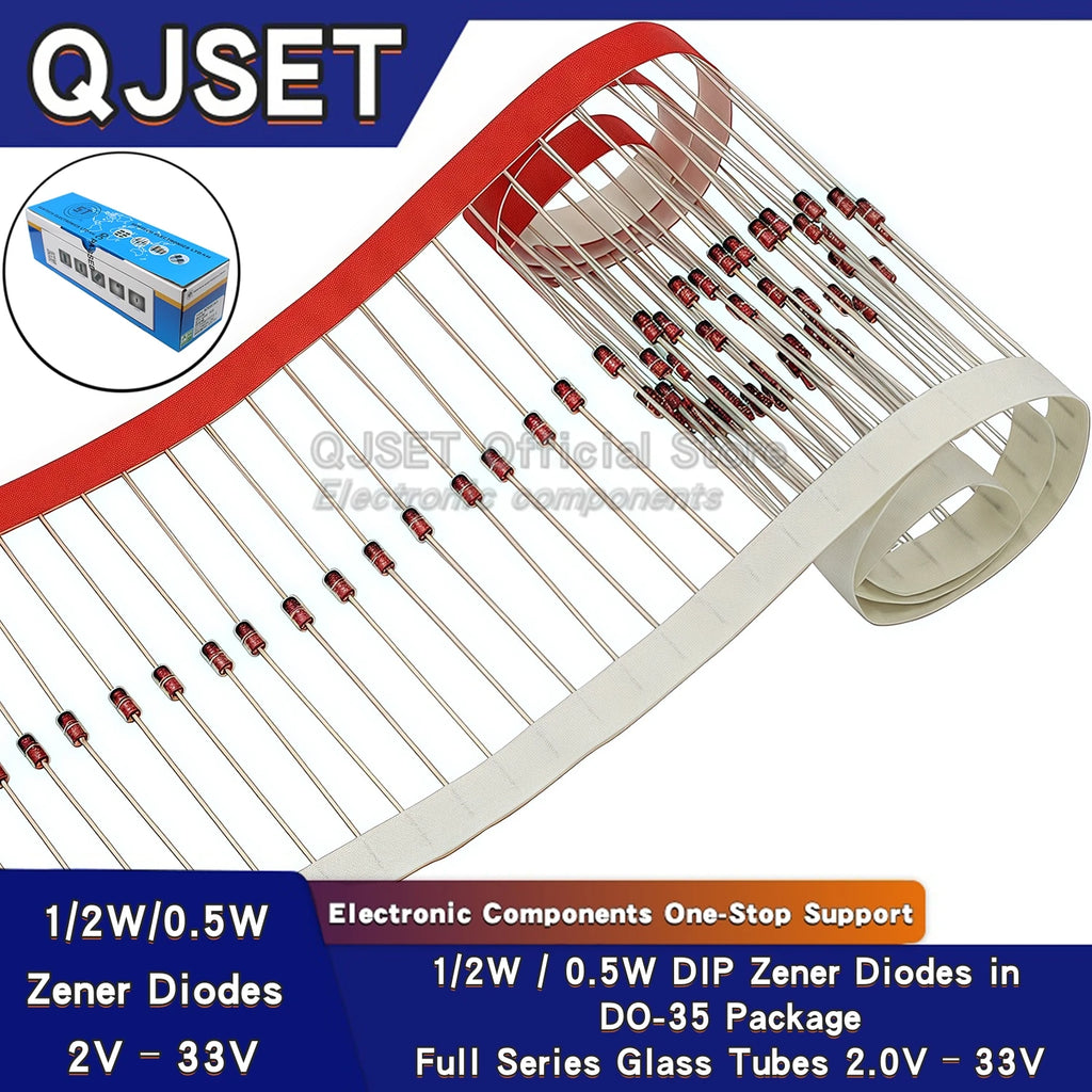 50pcs 1/2W Zener Diode 0.5W DO-35 BZX55C 2.2V 2.4 3.3 3.6 3.9 4.3 4.7 5.1 5.6 6.2 6.8 7.5 8.2 9.1 10 12 15 18 20 22 24 27 30 33V
