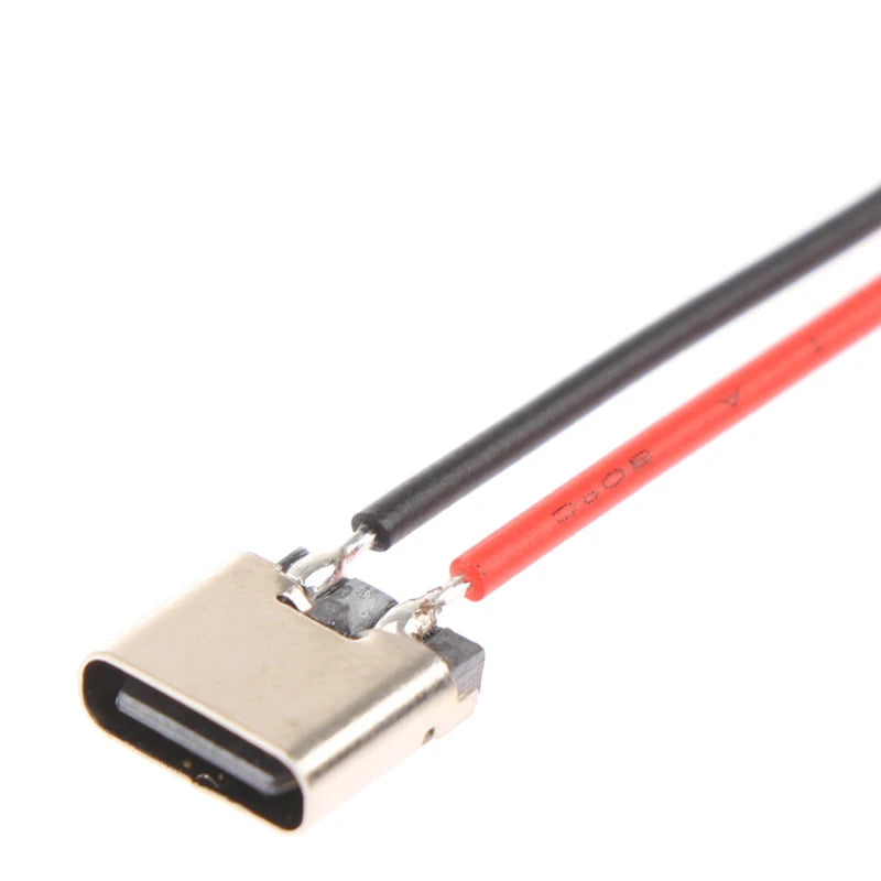 5pcs Type-C 2pin Soldered Female Base W/ Wire Typec Female Socket For Mobile Phone Charging Type -c Port Charging Interface Jack