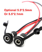 1pcs Battery DC Power plug connector DIY dc waterproof jack female socket 5.5 X 2.1 mm 5.5X2.5mm with Wire Waterproof cap