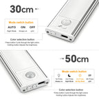 High Capacity Battery USB Rechargeable LED Light Bar Aluminium Motion Sensor Magnetic Strip For Stairs Closet Cabinet Night Lamp