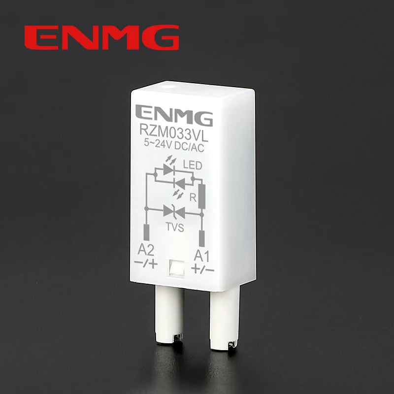 ENMG RZM033VL Relay Surge Overvoltage Protection Module 5–24V AC/DC with Indicator Light Accessory for Relay Socket Base