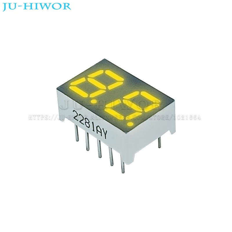 10pcs 0.28 Inch 10Pins 2281AY 2281BY 2 Digits Bits 7 Segment Yellow LED Digital Display Digitron Common Anode Cathode C-C C-A