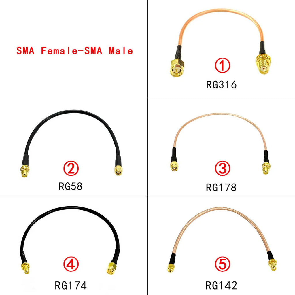 SMA  Male to Female RF Plug Jack Connector Pigtail Extension Cable for RG174 RG178 RG316 RG58 RG142