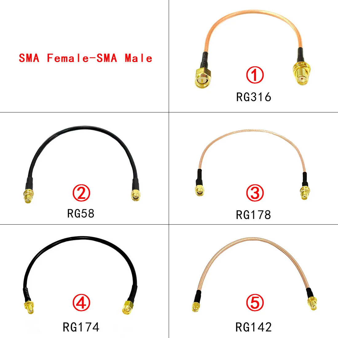 SMA  Male to Female RF Plug Jack Connector Pigtail Extension Cable for RG174 RG178 RG316 RG58 RG142