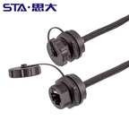RJ45 CAT5E CAT6A Shield Waterproof RJ45 Ethernet IP67 Connector PCB Panel Mount With Pigtail Cable Outdoor Connector L = 0.3M