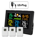 Wireless Weather Station with 3 Sensors 8 Channels 100m Range Indoor/Outdoor Thermometer Hygrometer Alarm Clock for Home Office