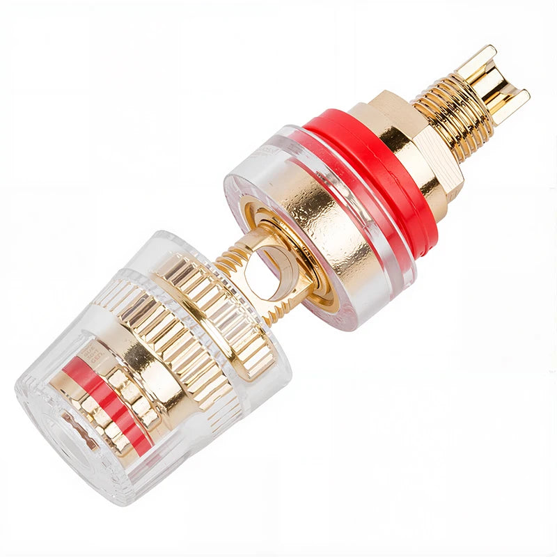 HIFI Copper Socket Plug Crystal Audio Speaker Connector Gold-plated Amplifier Terminal Binding Post Banana Plug Socket M8 L8