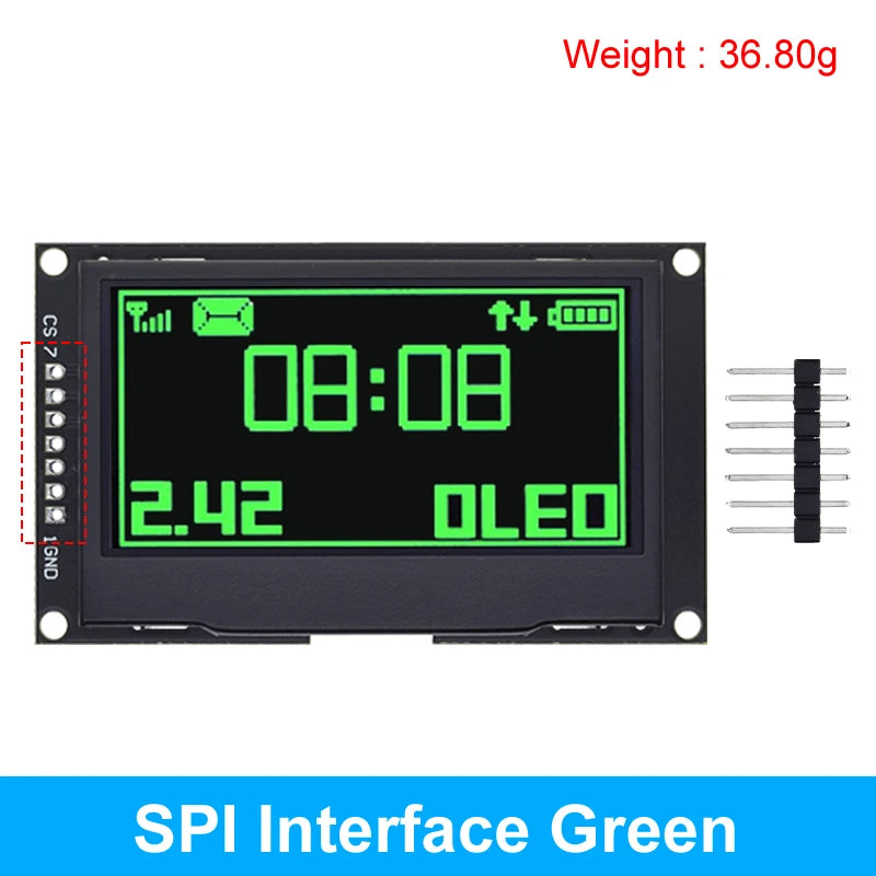 2.42 inch 2.42" OLED Display Module 128x64 LCD HD Screen Module SSD1309 7 Pin SPI/IIC I2C Serial Interface for Arduino UNO R3