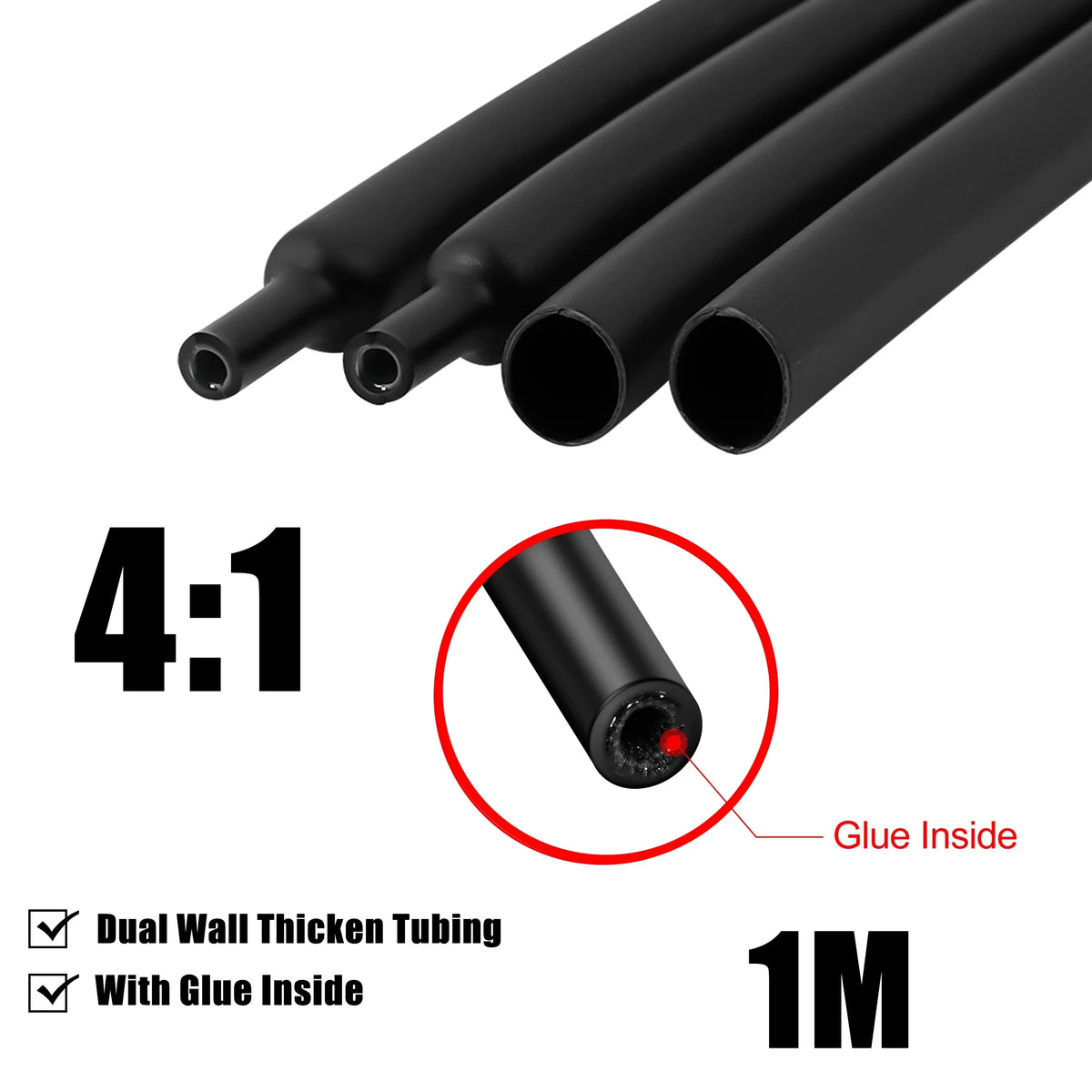 Dual Wall Heat Shrink Tube with Glue Electrical Insulation 4/6/8/12/16/20mm Thermoretractile Cable Protection Tubing