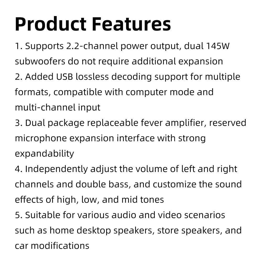 DC12‑24V ZK‑TB22 Audio Amplifier Module 75W+75W+145W+145W 2.2 Channel Bluetooth AUX USB PC Input Treble Bass Adjust