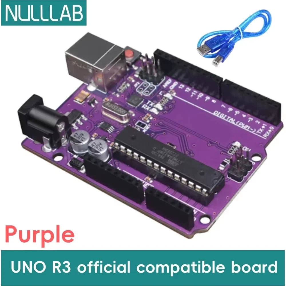 Compatible with Arduino Uno R3 Development Board ATmega328P Microcontroller Module Main Control Board Multicolor USB-B Cable