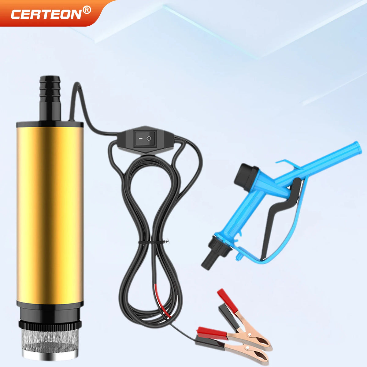 Diesel Fuel Transfer Pump 12V/24V Portable Self-Priming DC Pump with Clamps for Car Use Portable Diesel Transfer Pump High Flow