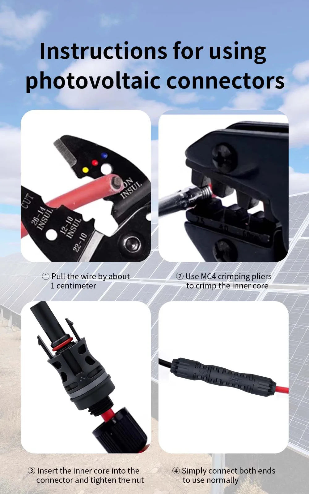 TOMZN 2 Sets of PV Solar Connectors 1000V 1500V 32A 45A Panel Branch PV Photovoltaic Wire/Board Terminal Box Inverter IP67 10LOT