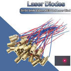 Latest 10pcs Adjustable Mini Laser Pointer Diode RED Dot Laser Diod Circuit 3V/5V 5mW 650nm Module Pointer Sight Copper Head