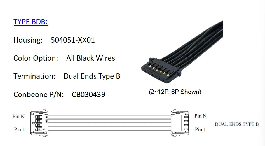 5040510401 Wire Harness, MOLEX Pico Lock 1.50mm Pitch Cable,504051-0401, 4P, Off The Shelf