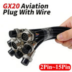 2Pin GX20 Male and Female Aviation Plug Socket 3 4 5 6 7 8 9 10 12 14 15Pin with Wire Connector Cable 250V Connection Line 7-20A