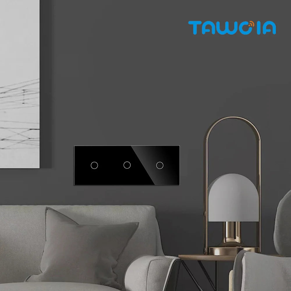 TAWOIA EU Triple 1/2/3/4 Gang 1/2 Way Wall Touch Light Switch 228mm Waterproof Backlight Sensor On/Off Switches