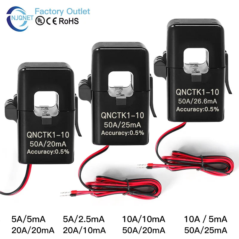 Clamp Current Transformer Split Core CT Sensor QNCTK1-10 50A 25mA 100A 50mA 100A 40mA 20A 20mA AC Open Type Current Transformer
