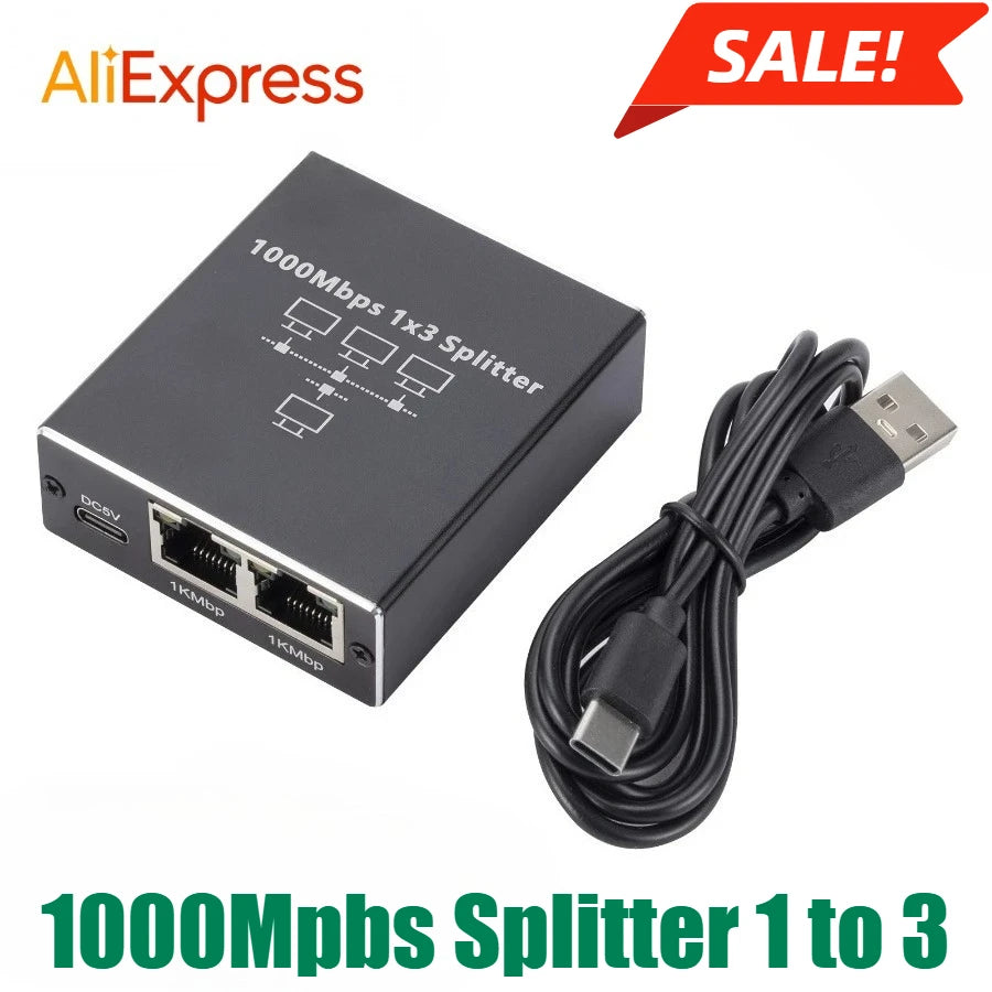 Gigabit Ethernet Splitter 1 To 2/3/4 1000Mbps RJ45 LAN Internet Splitter for PC Laptop Nintendo Switch Router TV Box Digital TV