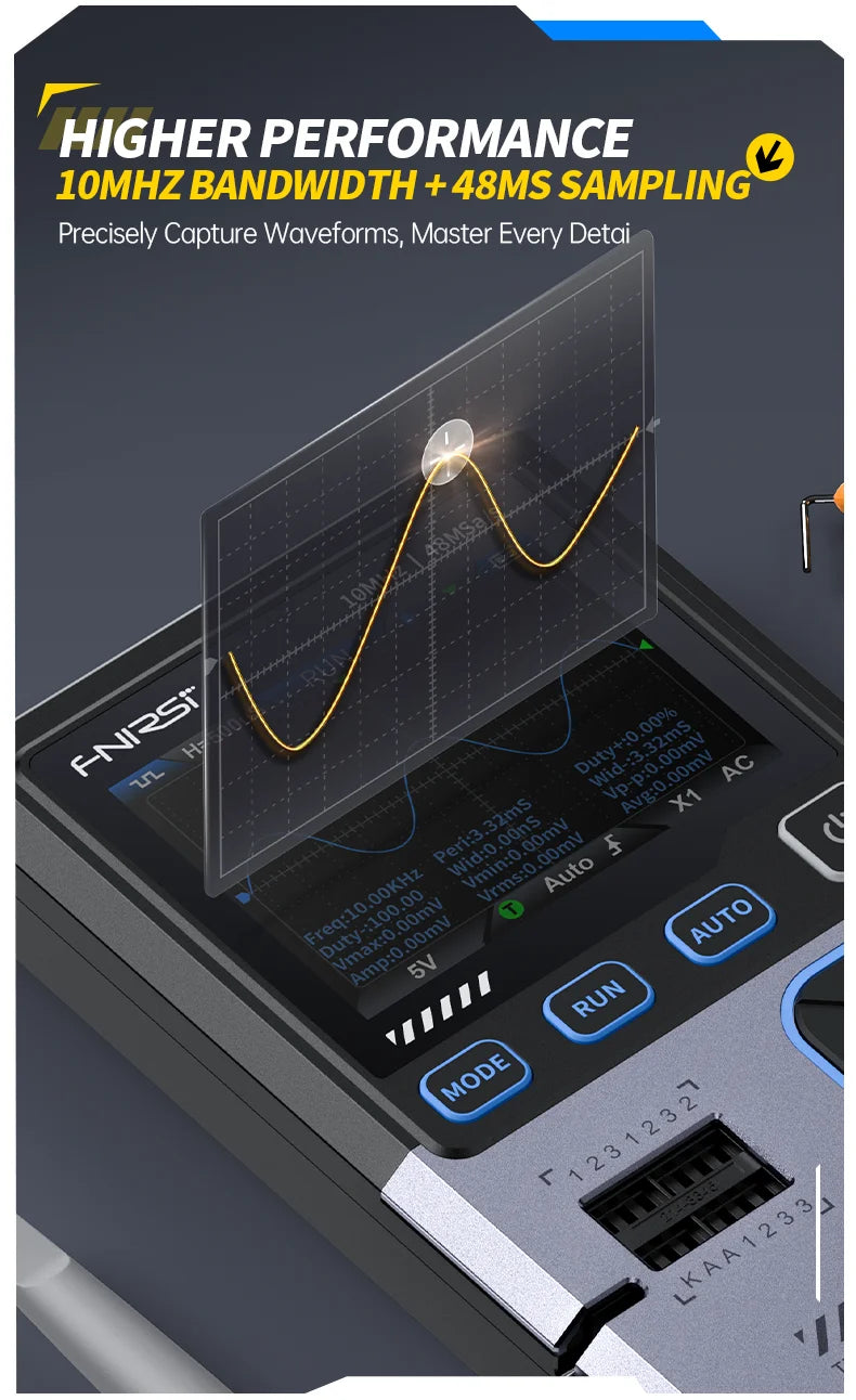 FNIRSI DSO-TC4 Upgrade 3 in 1 Digital Oscilloscope 10MHz 48Ms/s Transistor Tester Electronics Component Tester USB Charger Tools