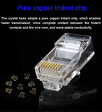 RJ45 Connector Pass Through CAT6 CAT5E Modular Plug Network Ends UTP 3U 50u Gold Plated 8P8C Crimp End for Ethernet Cable