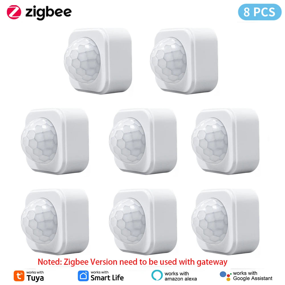 1- 10PCS Tuya Zigbee PIR Motion Sensor Detector Security Smart Life Tuya Zigbee Movement PIR Detector Needs Zigbee Gateway/Hub