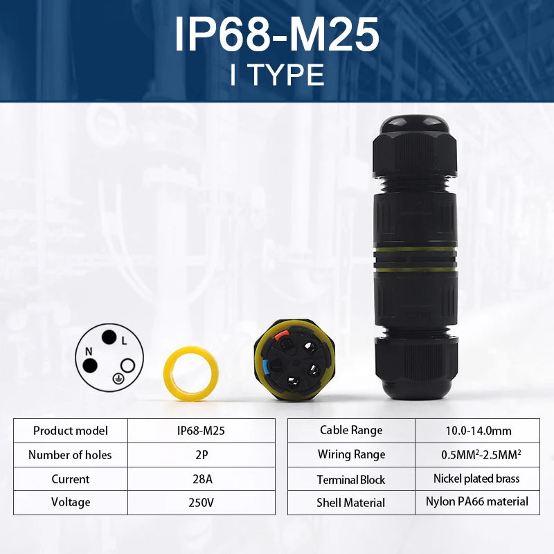 M25-2/3/4/5 Pin IP68 Push-In Spring Splice Terminal Blocks With Lever Quick Wire Connector Outdoor Waterproof Junction Box