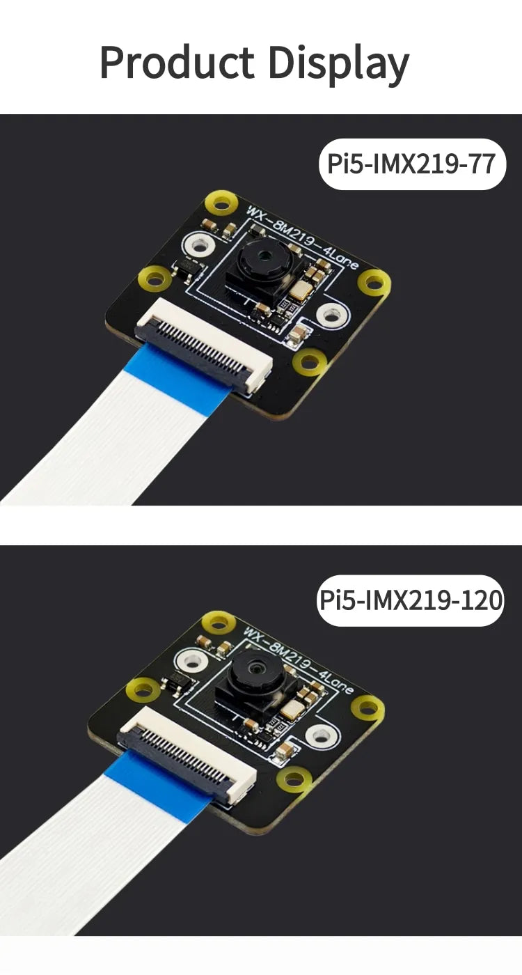 IMX219 Module Raspberry Pi 5 Camera 8 Million Pixels 120-Degree Wide Angle Without Distortion