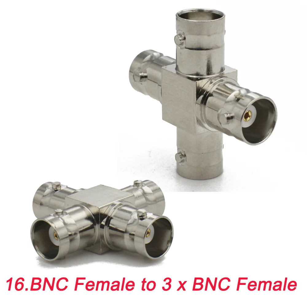1pc/lot BNC Q9 Adapter BNC Male To BNC Double Male Female 90 Degree Straight Tee Shape RF Coaxial Connector 3way 4way Splitter