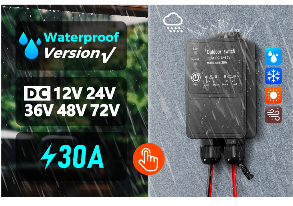 433Mhz Wireless Remote Control Switch DC 6V 12V 24V 30V 36V 10A Mini RF Relay Receiver,50m Transmitter for Pumps Light LED Fan