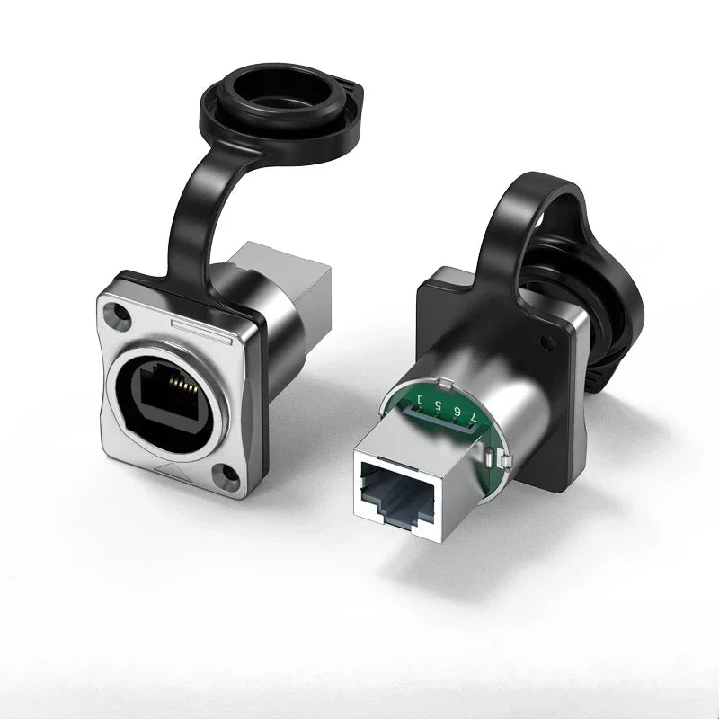Waterproof CAT6A RJ45 Plug Socket Industrial Ethernet Cable Extender Adapter Category 6 Network Interface Panel Module Connector