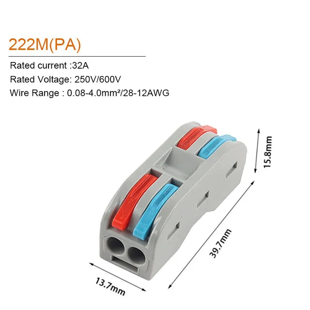 5PCS Universal Quick Compact Wire Connector Push-In 2/3/4/5 Pin Conductor Terminal Block Led Light Connector With Lever
